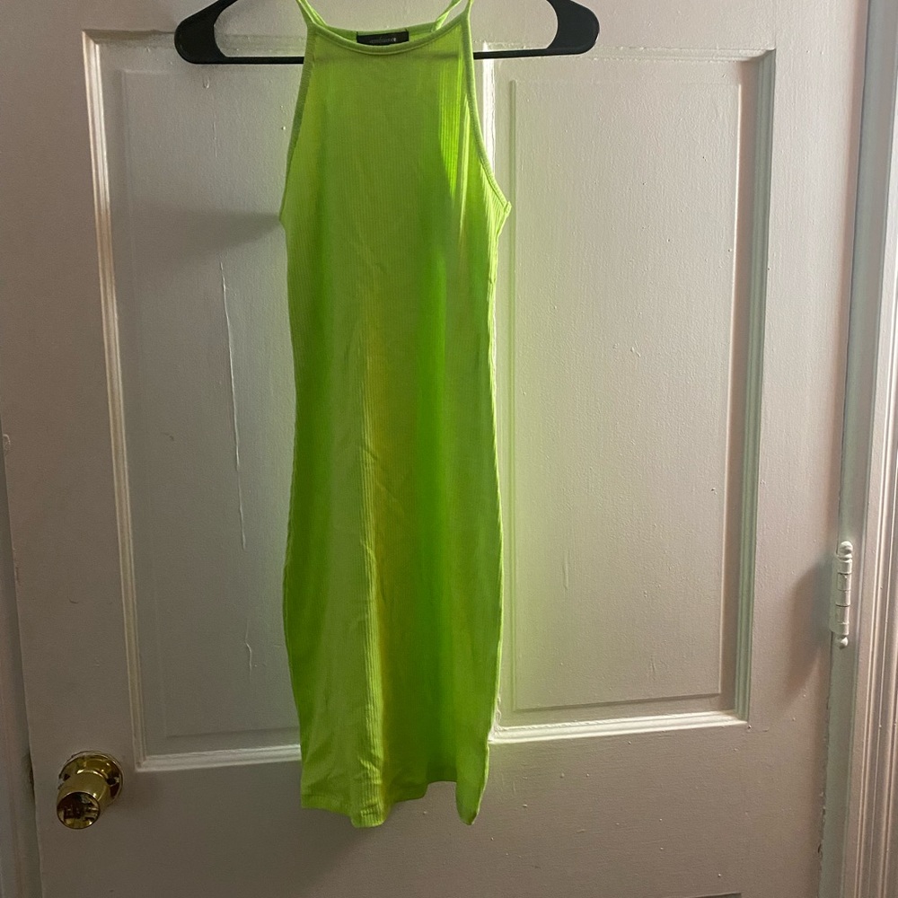 Sexy neon green bodycon dress